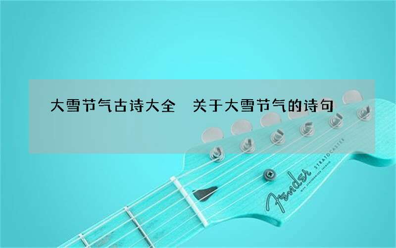 大雪节气古诗大全 关于大雪节气的诗句